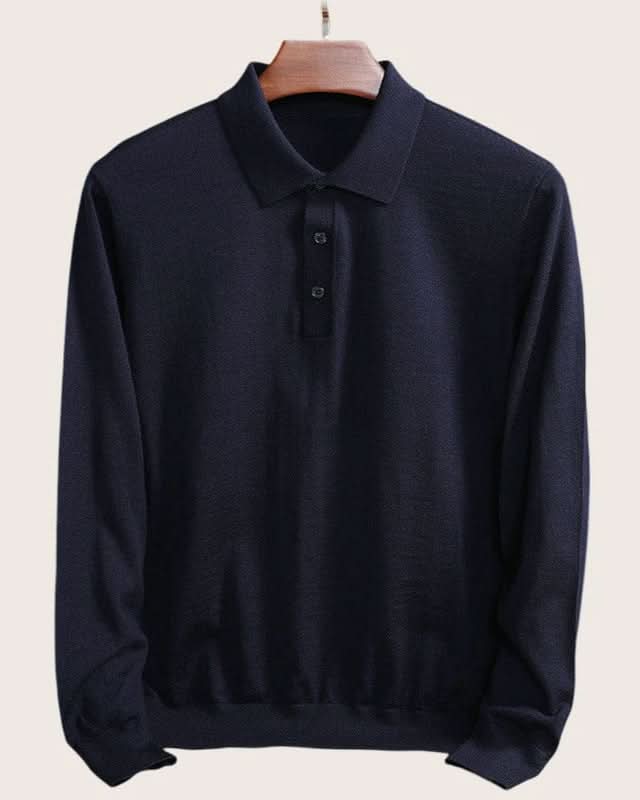 Milan_Wool_Long-Sleeve_Polo_-Elegant_High-Quality_Men_s_Shirt__Old_Money_Style blue