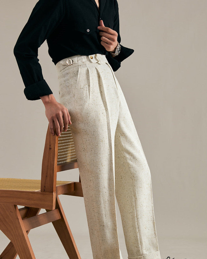 Napoli Linen Blend Belted Tailored Trousers 2026