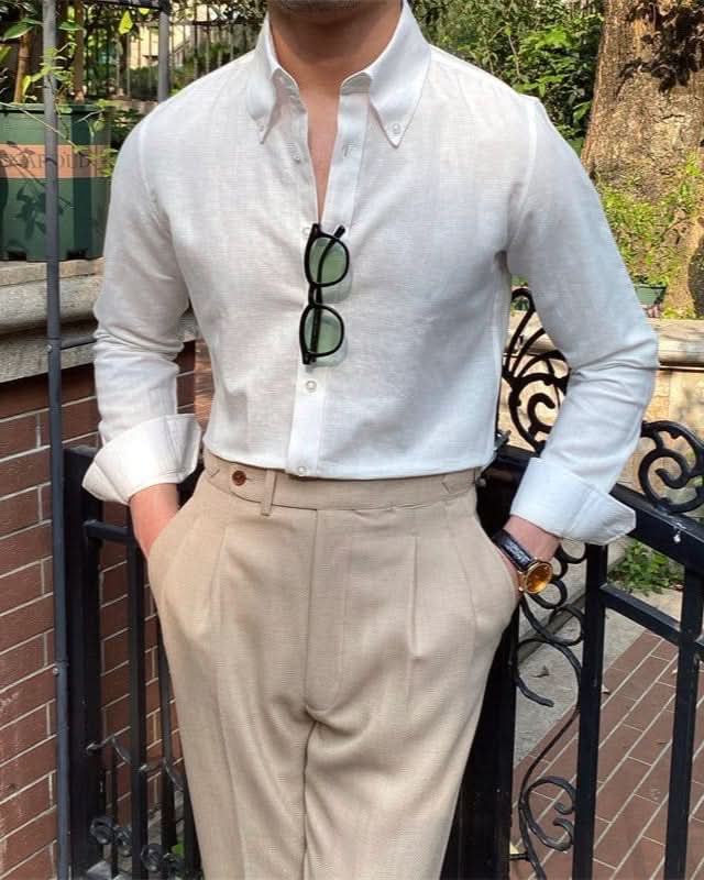 Albert Linen Shirt - Balfour Atelier - Cotton - Linen - CJDS177622801AZ - White -