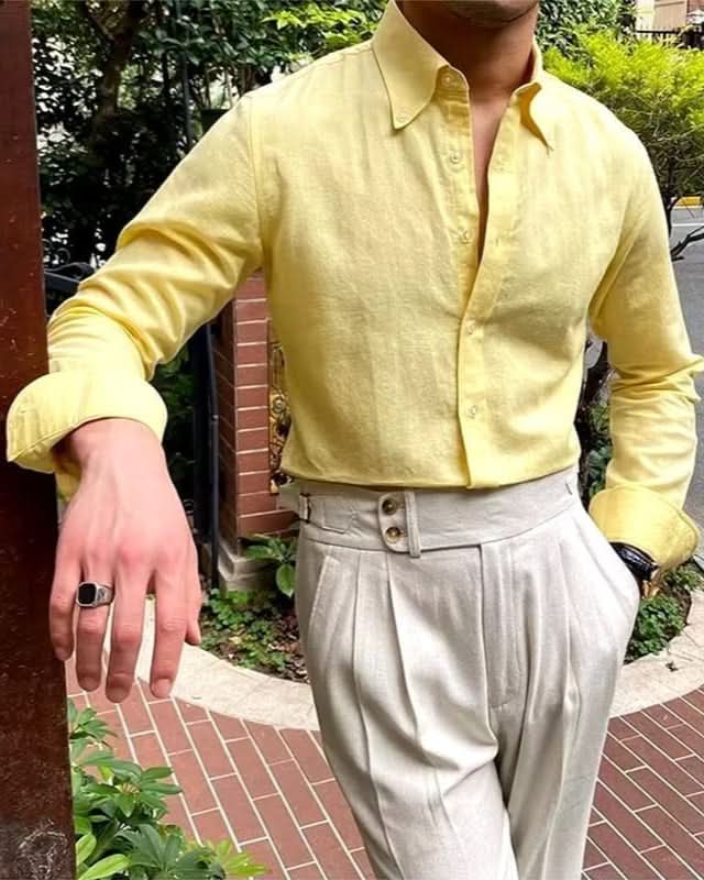 Albert Linen Shirt - Balfour Atelier - Cotton - Linen - CJDS177622811KP - Lemon -