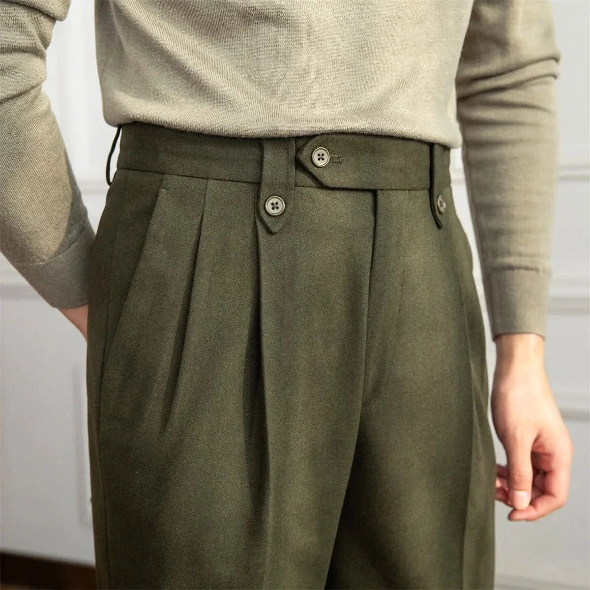 London Trousers - Balfour Atelier - Fabric Blend - CJXX189733222VE - Army Green -