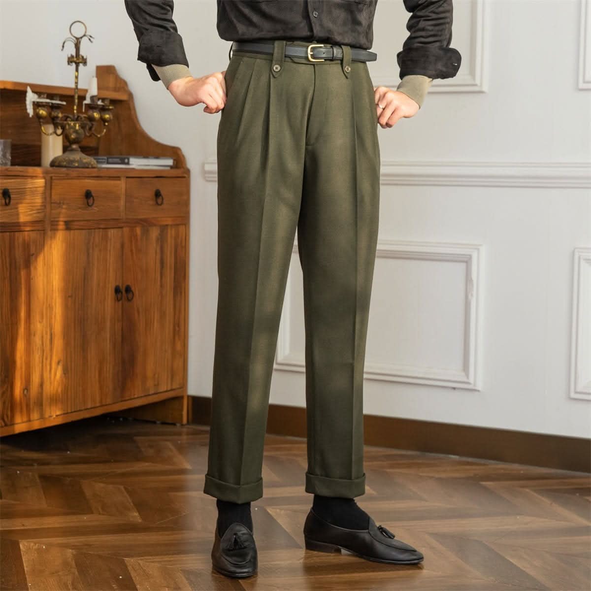 London Trousers - Balfour Atelier - Fabric Blend - CJXX189733222VE - Army Green -