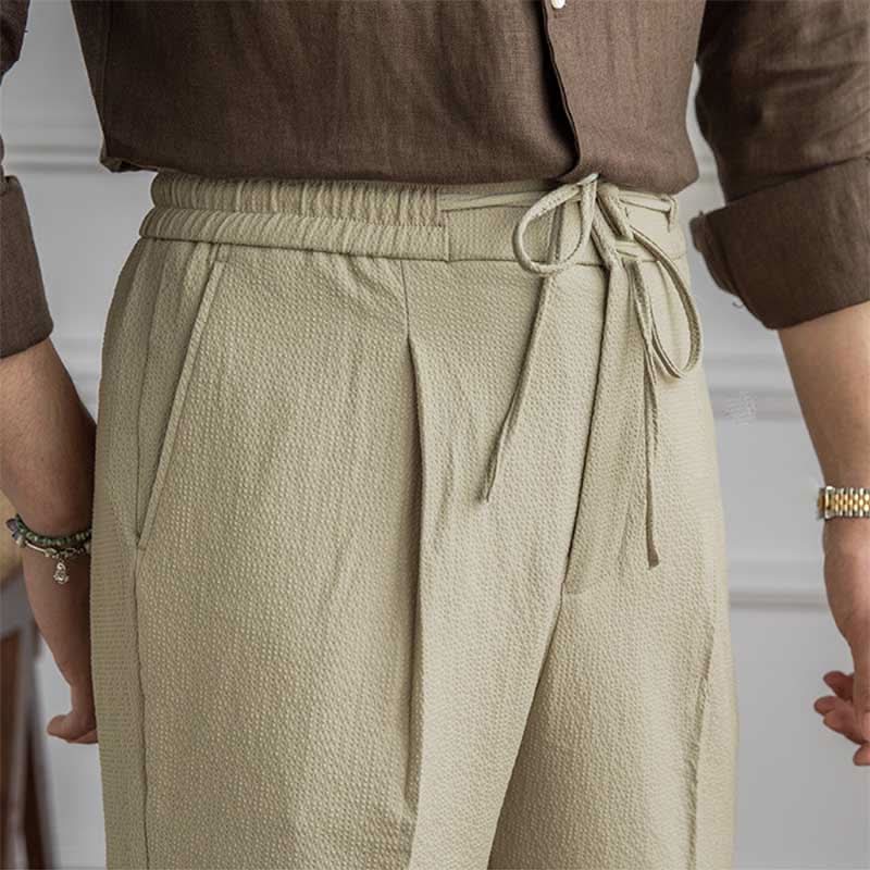 Matera Seersucker Trousers - Balfour Atelier - Seersucker - CJXX178070901AZ - Olive -