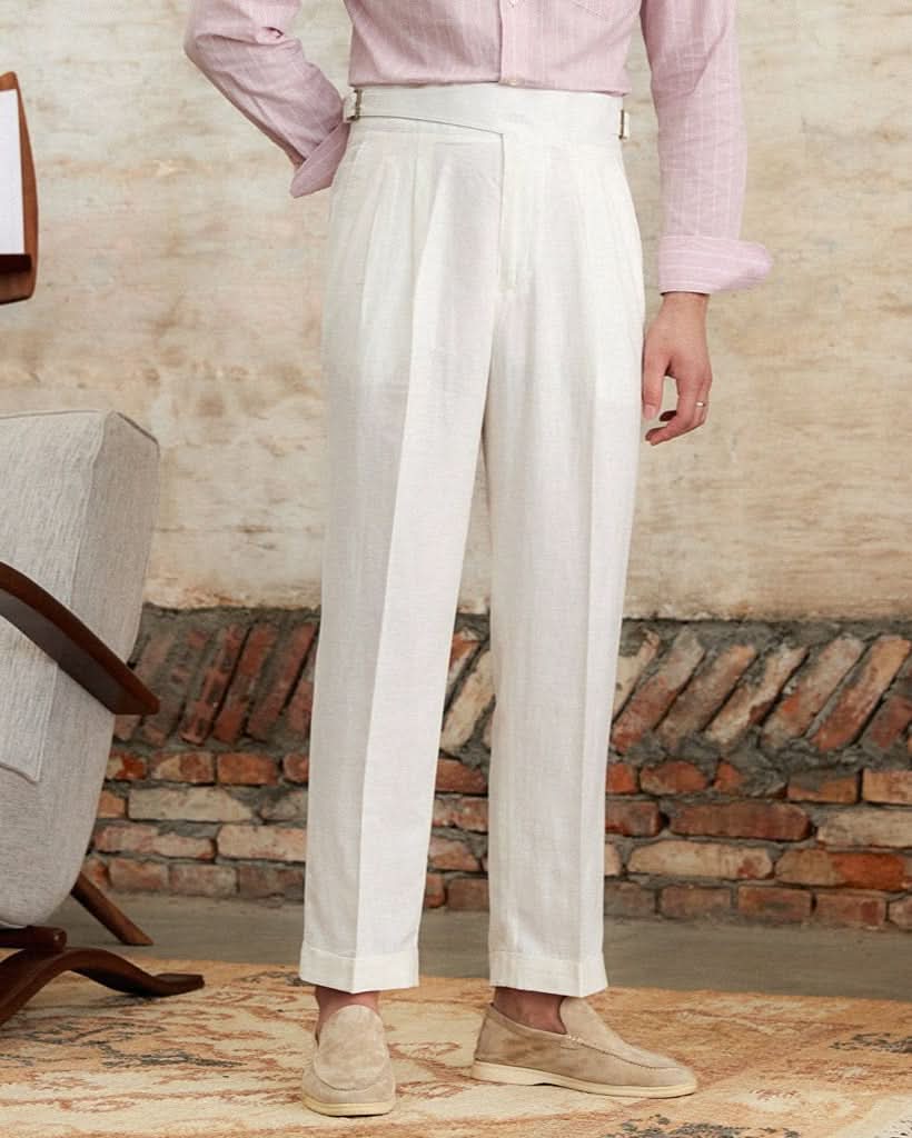 Portofino Linen Trousers - Balfour Atelier - Cotton - CJXX203259401AZ - White -