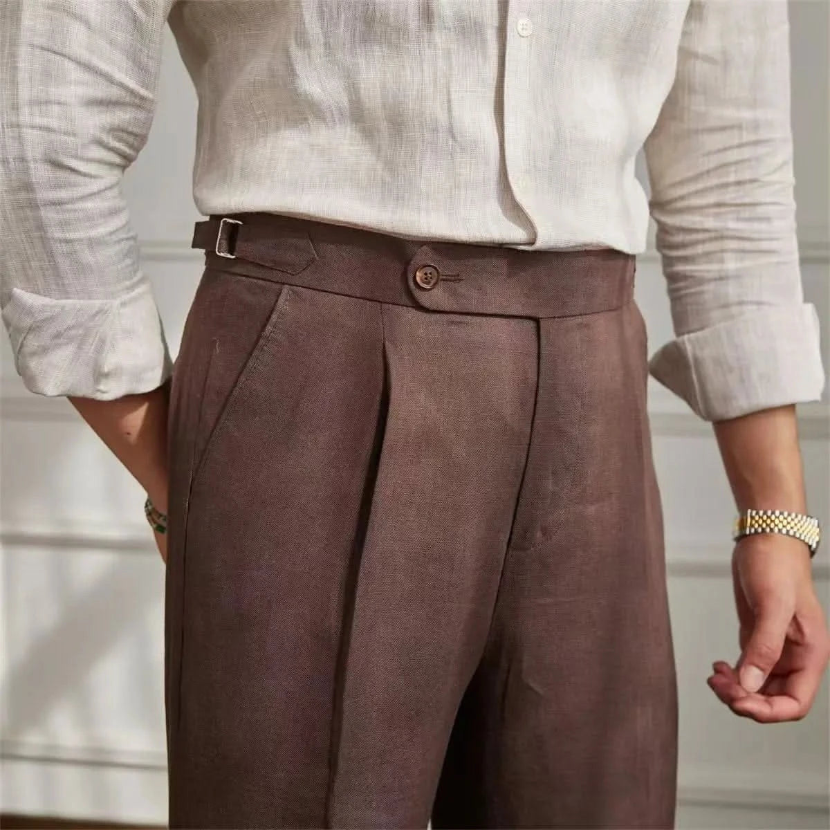 Positano Linen Trousers - Balfour Atelier - Linen - 14:200002984#Coffee color;5:100014064 - 29 -