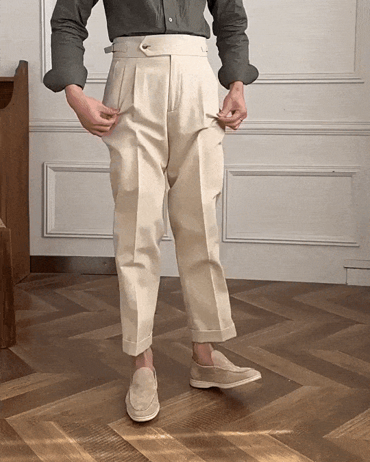 Taormina Linen Trousers – High-Waist Cotton-Linen Elegance