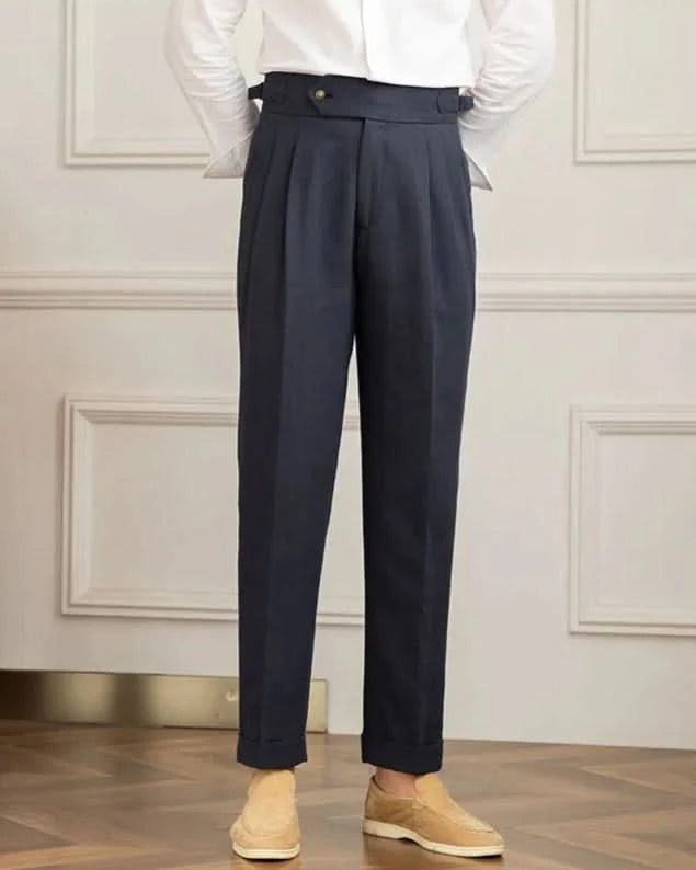 Taormina Linen Trousers – High-Waist Cotton-Linen Elegance