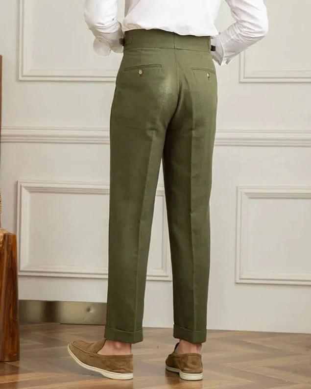 Taormina Linen Trousers – High-Waist Cotton-Linen Elegance