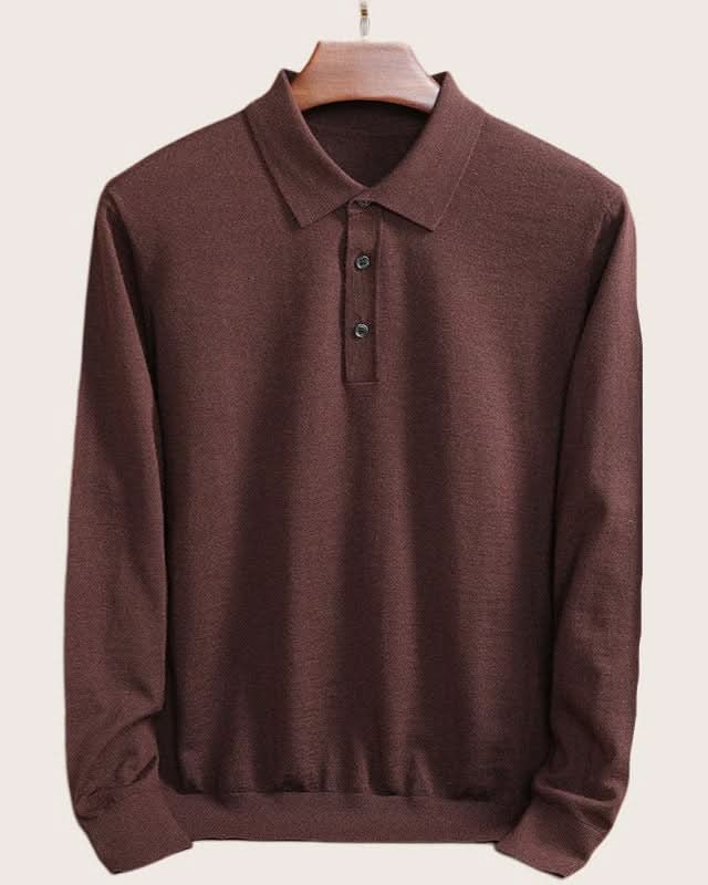 Milan_Wool_Long-Sleeve_Polo_-Elegant_High-Quality_Men's_Shirt|_Old_Money_Style