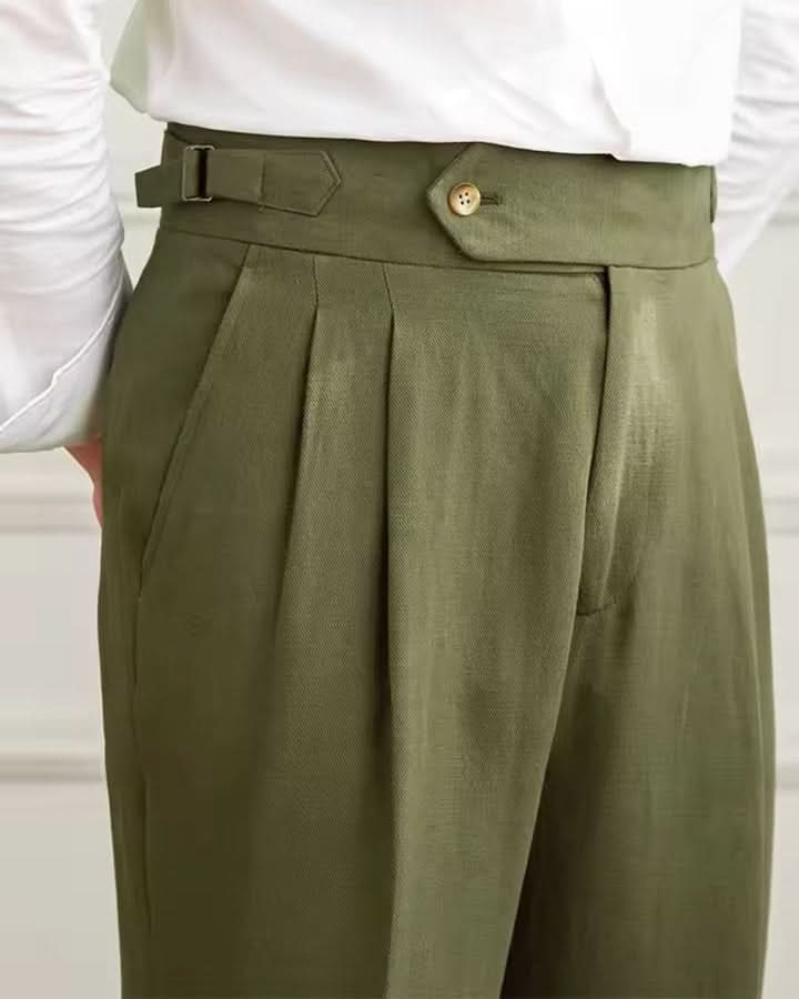Taormina Linen Trousers – High-Waist Cotton-Linen Elegance