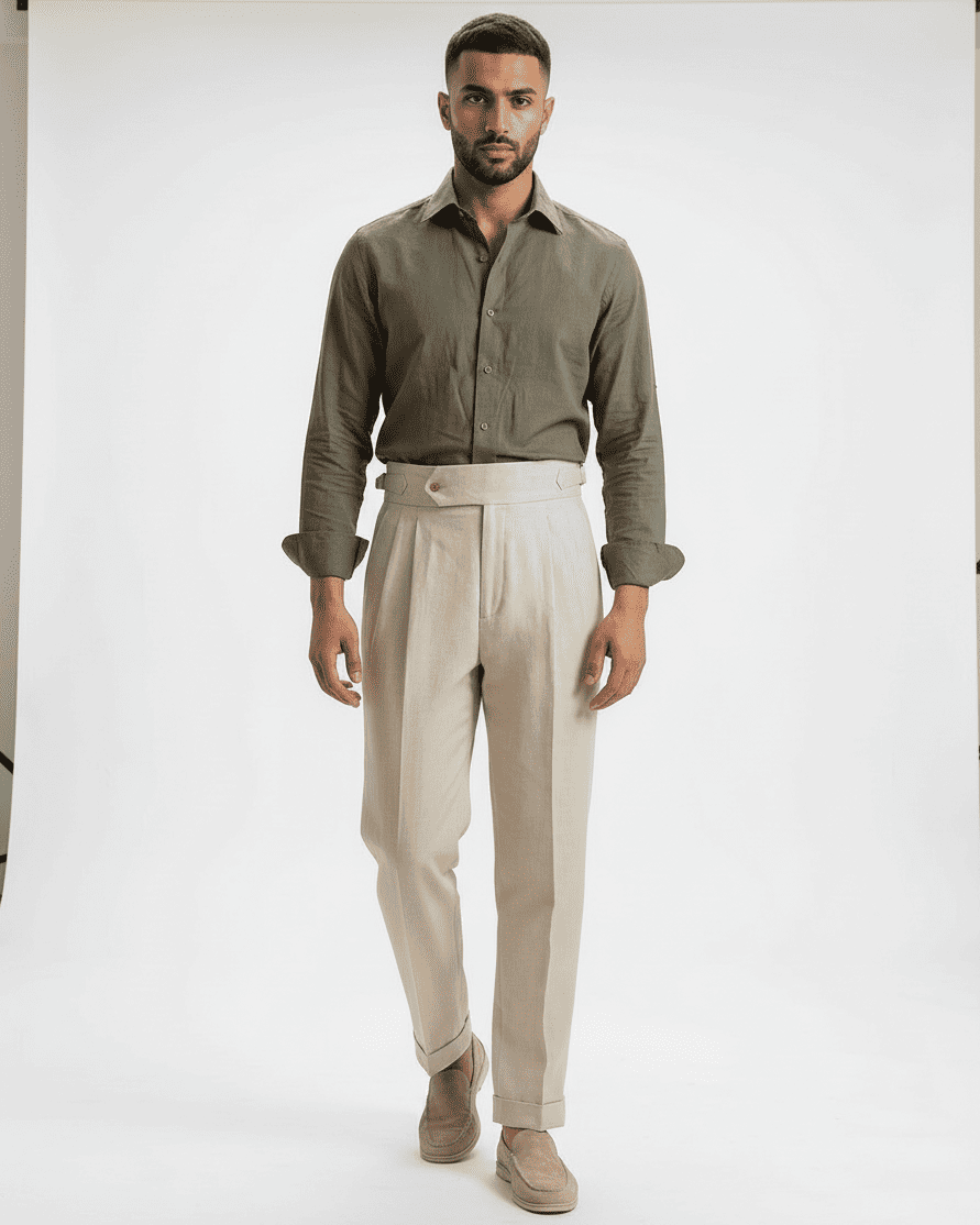 Taormina Linen Trousers – High Waisted Summer Tailoring
