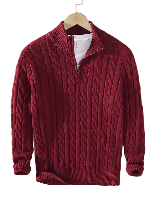 The Old Money™ Cotton Cable-Knit Sweater combines premium thick cotton, a relaxed fit, and a refined half-zip collar—perfect for effortless layering in winter and mid-season with understated luxury.