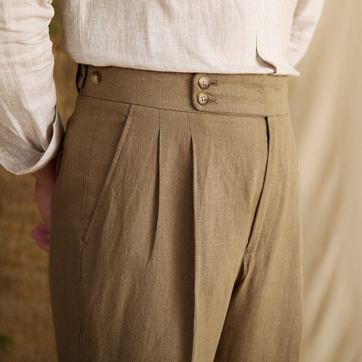 Bologna Linen Trousers - Balfour Atelier - Linen - CJYD202752308HS - Camel - 