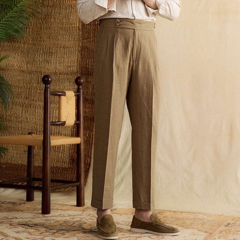 Bologna Linen Trousers - Balfour Atelier - Linen - CJYD202752308HS - Camel - 