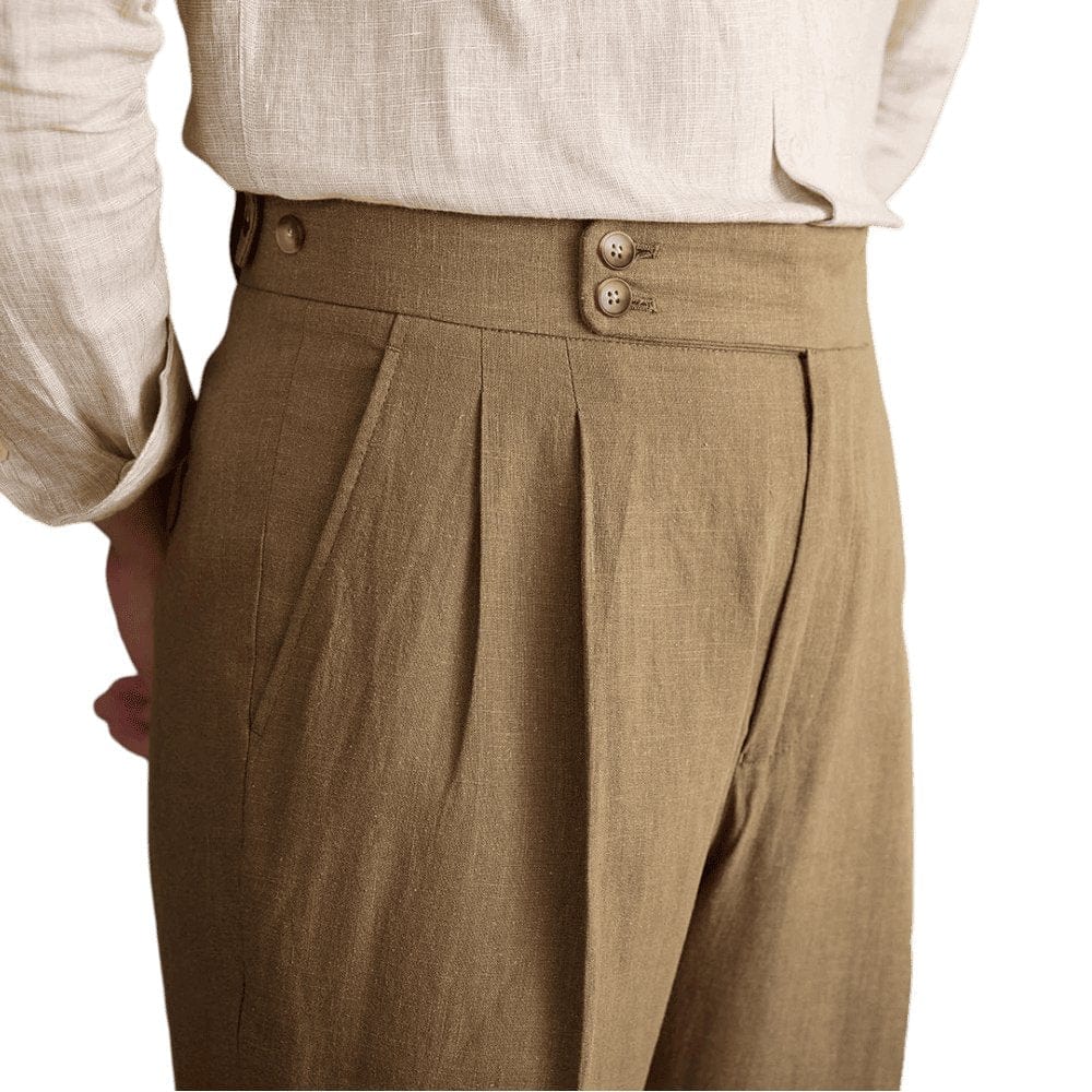 Bologna Linen Trousers - Balfour Atelier - Linen - CJYD202752308HS - Camel - 