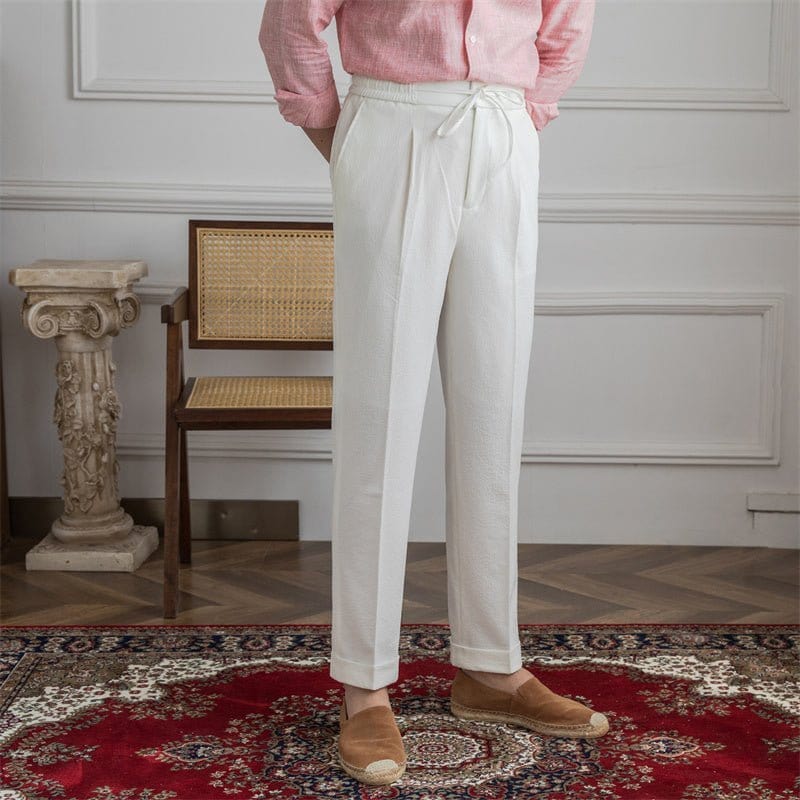 Matera Seersucker Trousers - Balfour Atelier - Seersucker - CJXX178070908HS - White - 