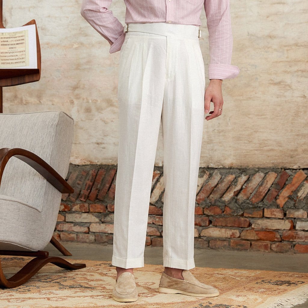 Portofino Linen Trousers - Balfour Atelier - Cotton - CJXX203259401AZ - White - 