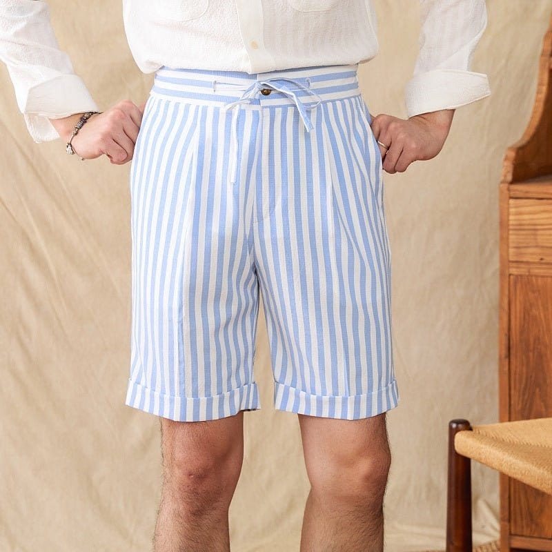 Ravello Seersucker Shorts - Balfour Atelier - Seersucker - CJYD205751515OL - Soft Blue - 