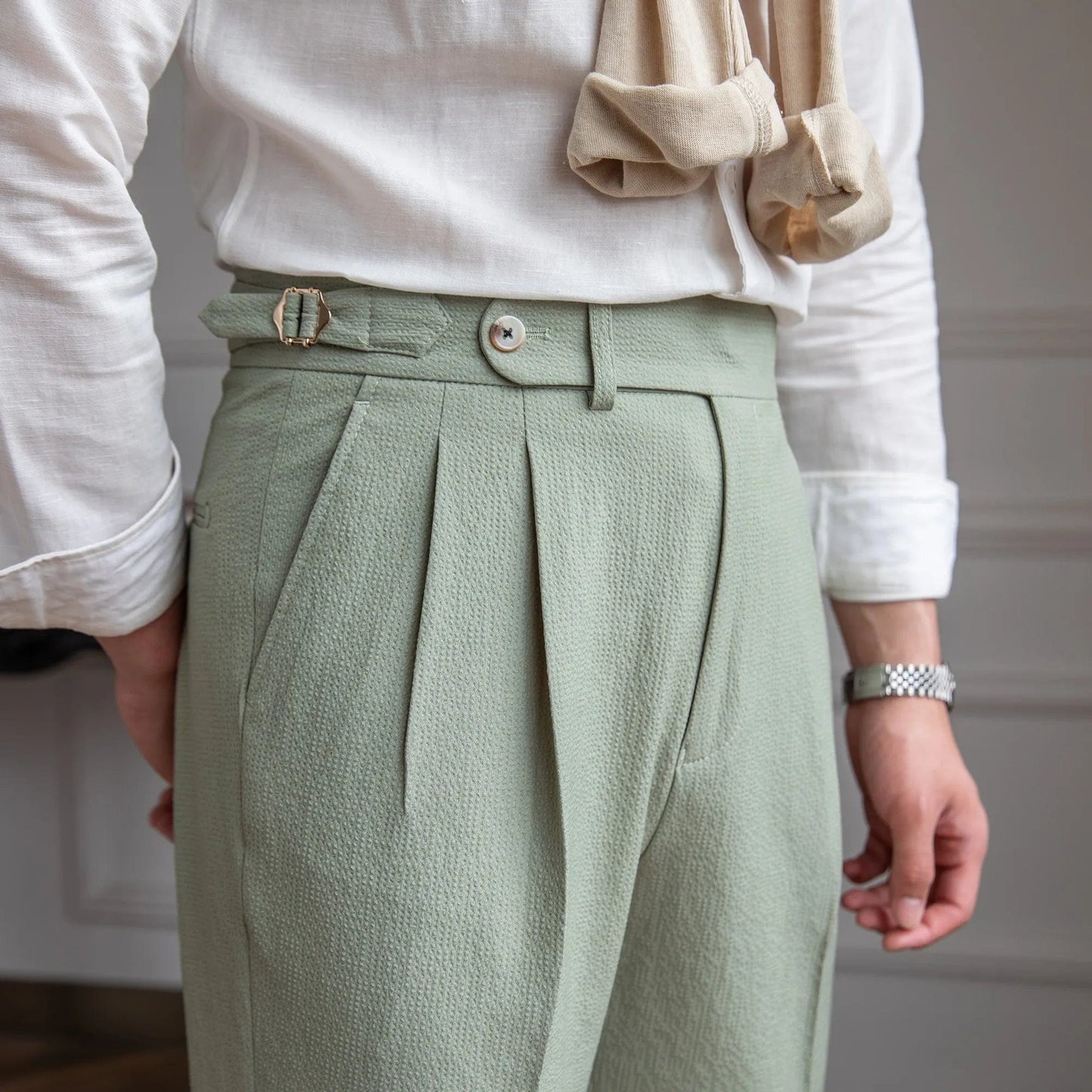 Ravenna Seersucker Trousers - Balfour Atelier - 14:175#Light Green;5:100010486 - Mint - 