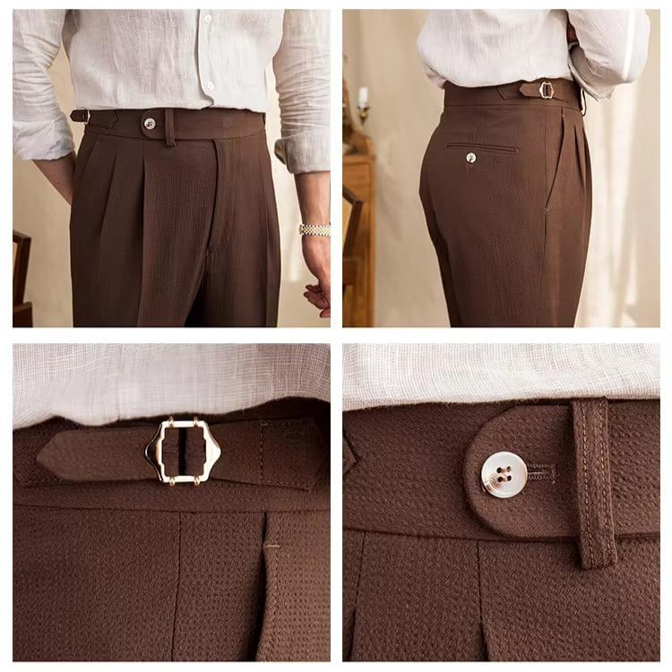 Ravenna Seersucker Trousers - Balfour Atelier - 14:203008818#Coffee;5:100010486 - Coffee - 