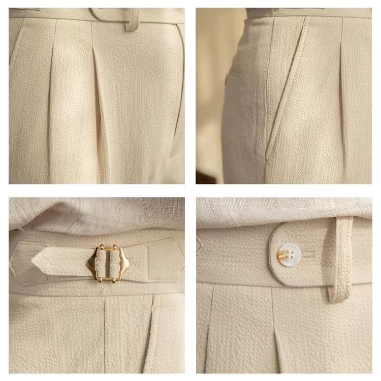 Ravenna Seersucker Trousers - Balfour Atelier - 14:691#Apricot;5:100010486 - Beige - 