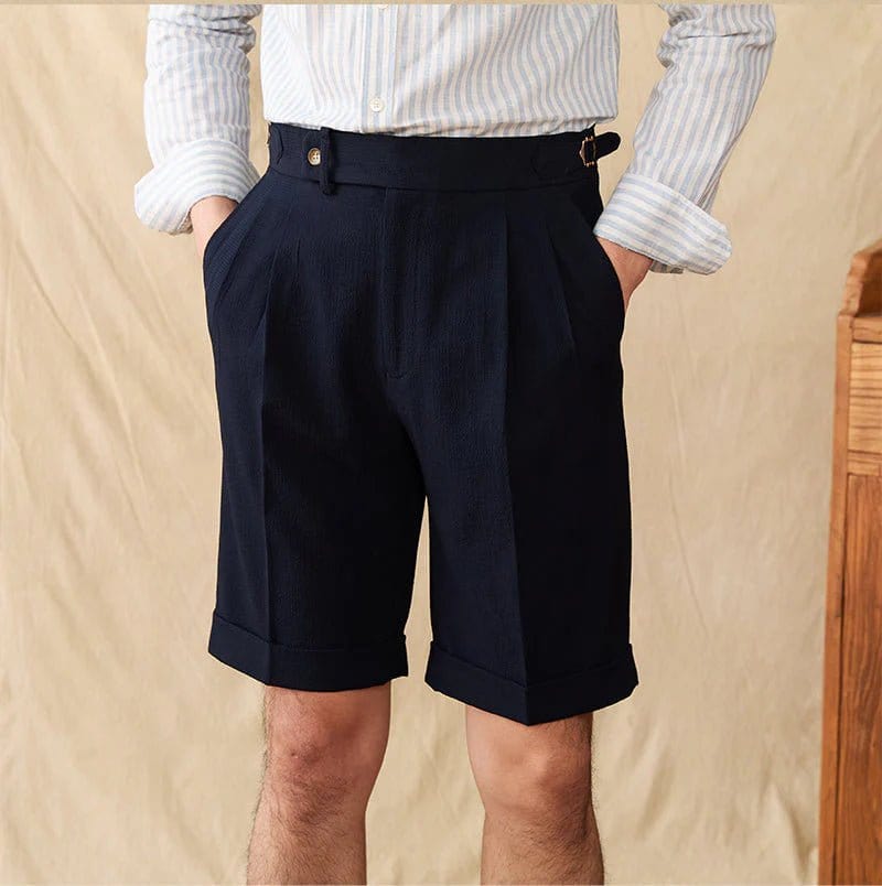 Salerno Seersucker Shorts - Balfour Atelier - Seersucker - CJYD205920509IR - Coffee - 