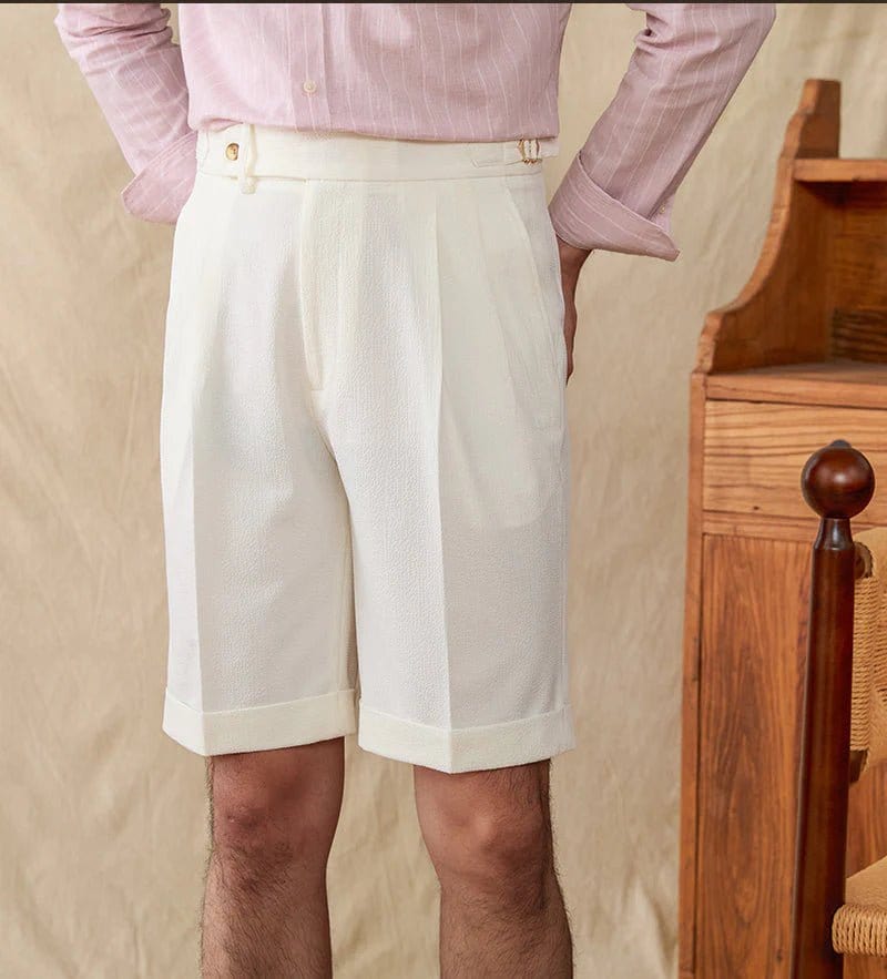 Salerno Seersucker Shorts - Balfour Atelier - Seersucker - CJYD205920523WD - White - 