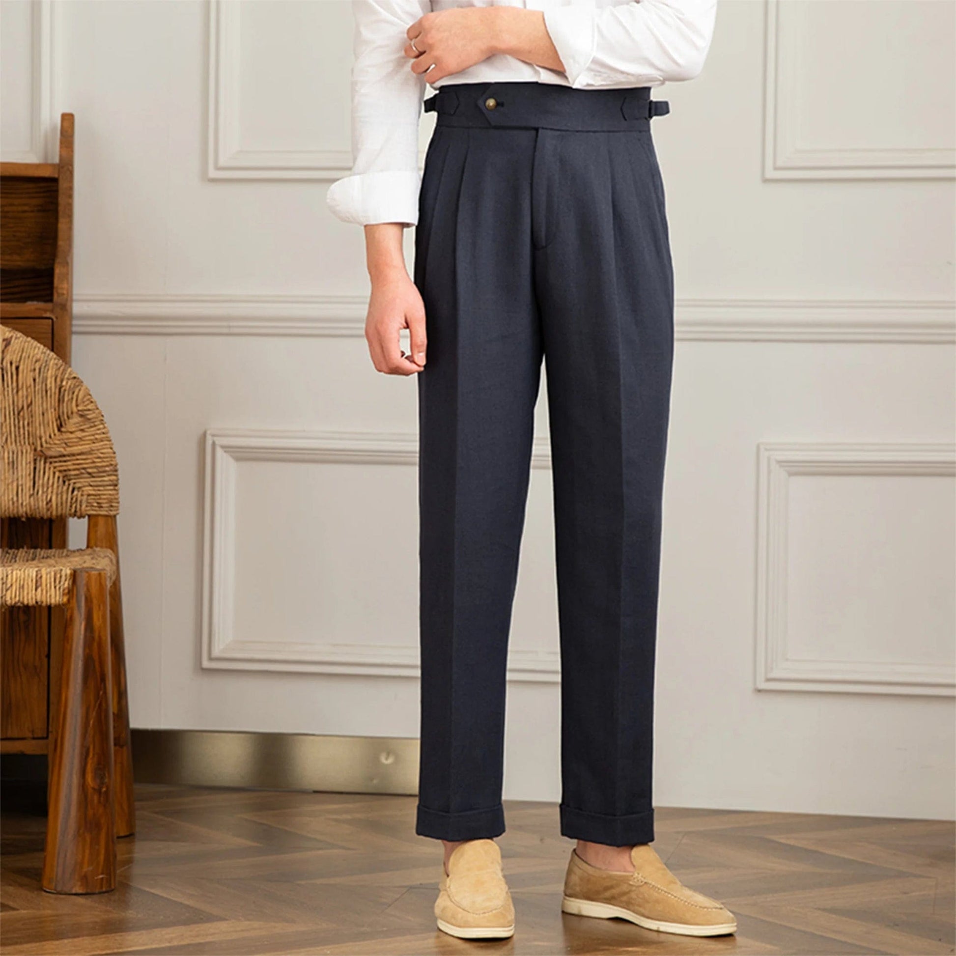 Taormina Linen Trousers - Balfour Atelier - 14:173#Navy blue;5:100010486 - Navy Blue - 