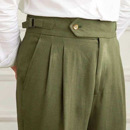 Taormina Linen Trousers - Balfour Atelier - 14:175#green;5:100010486 - Olive Green - 