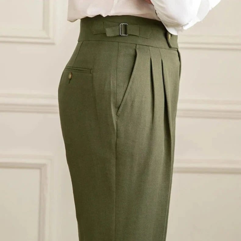 Taormina Linen Trousers - Balfour Atelier - 14:175#green;5:100010486 - Olive Green - 