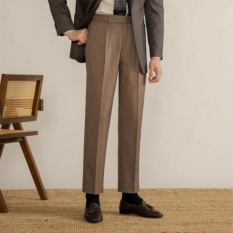 Winchester Herringbone Trousers - Balfour Atelier - Wool - 14:193#Brown;5:100014066 - Driftwood - 