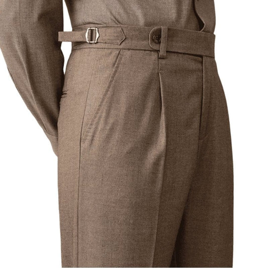 Winchester Herringbone Trousers - Balfour Atelier - Wool - 14:193#Brown;5:100014066 - Driftwood - 