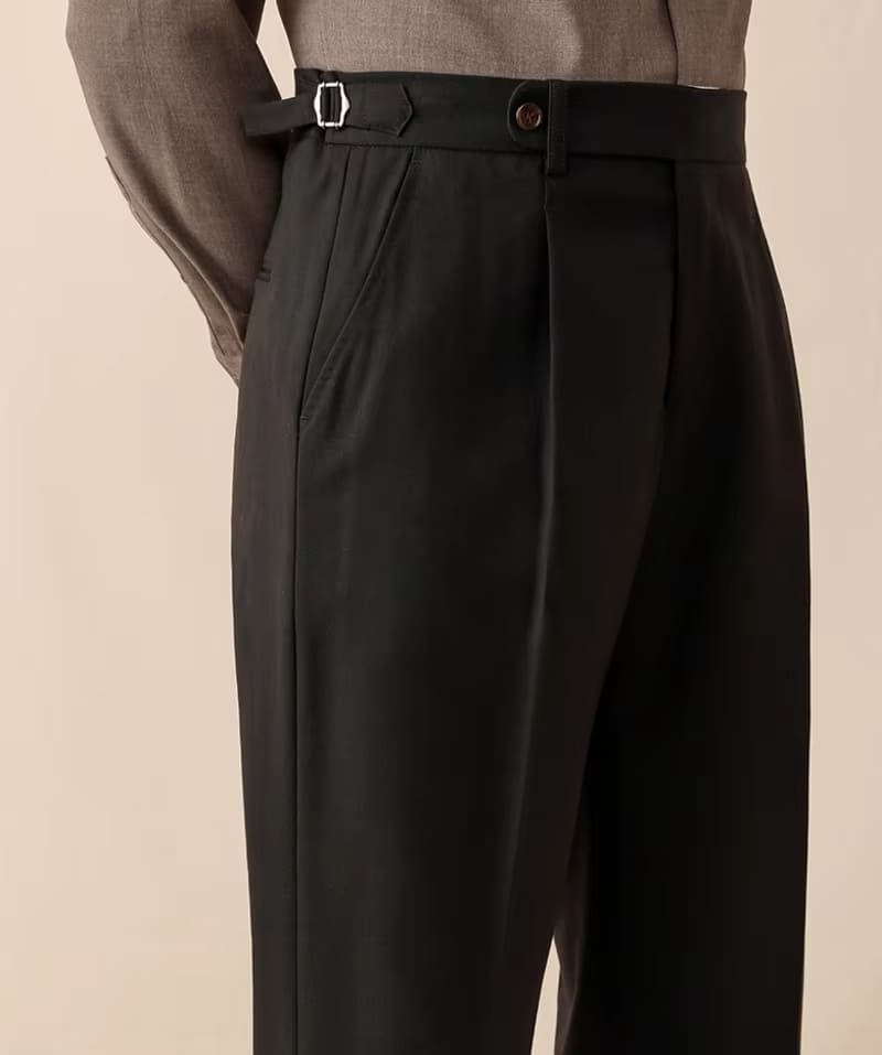 Winchester Herringbone Trousers - Balfour Atelier - Wool - 14:365458#Black;5:100014066 - Black - 